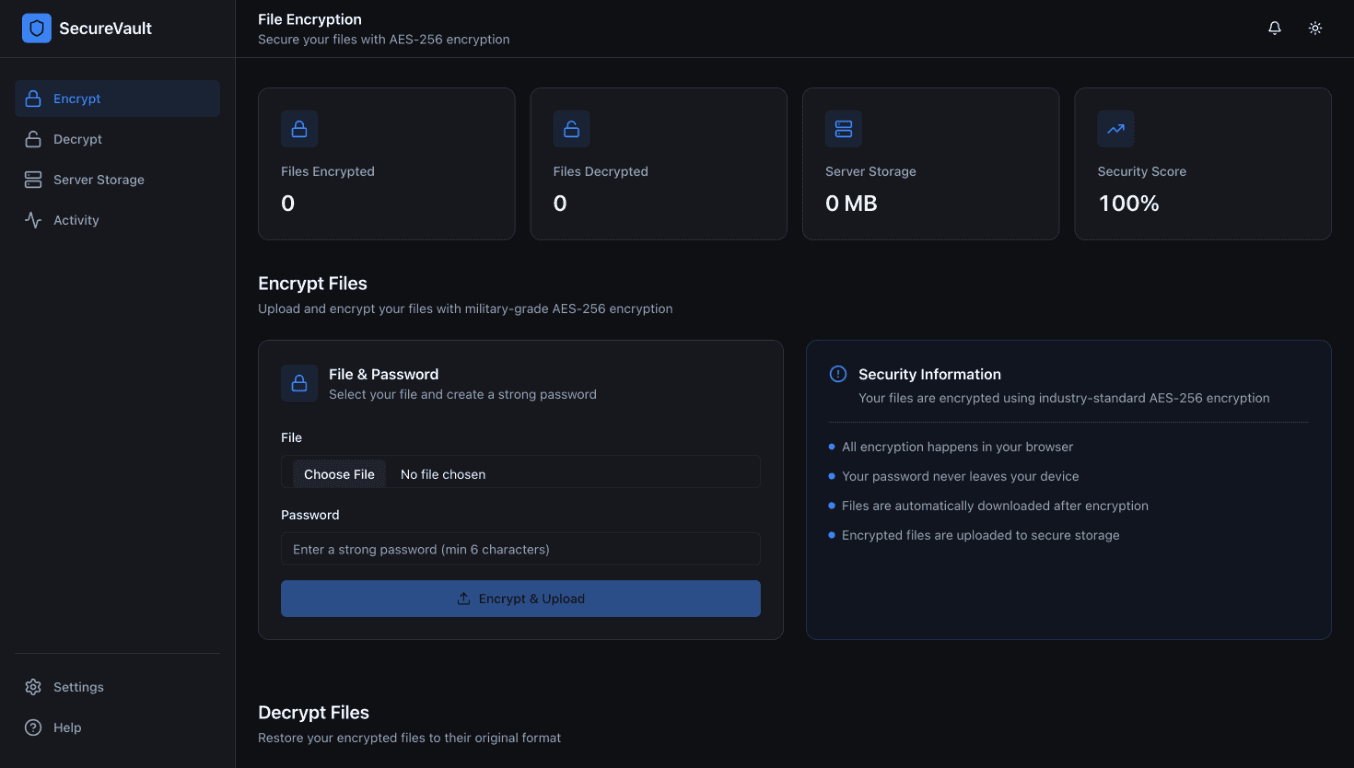 SecureVault Encryption Tool